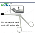 Fórceps de tejido ORL para cavidad nasal con tubo de succión